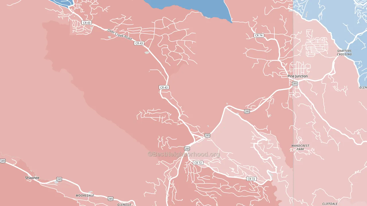 Bailey, CO block-group political-lean map