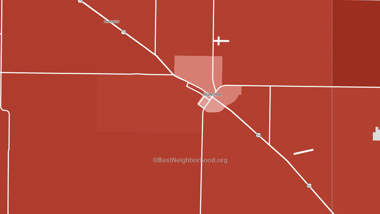 Bailey County, TX block-group political-lean map