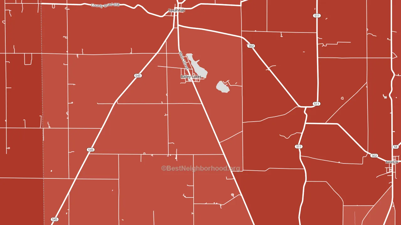 Bailey Lakes, OH block-group political-lean map