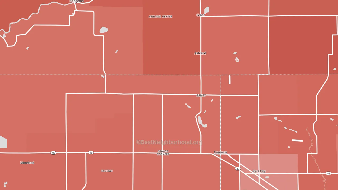 Bailey, MI block-group political-lean map