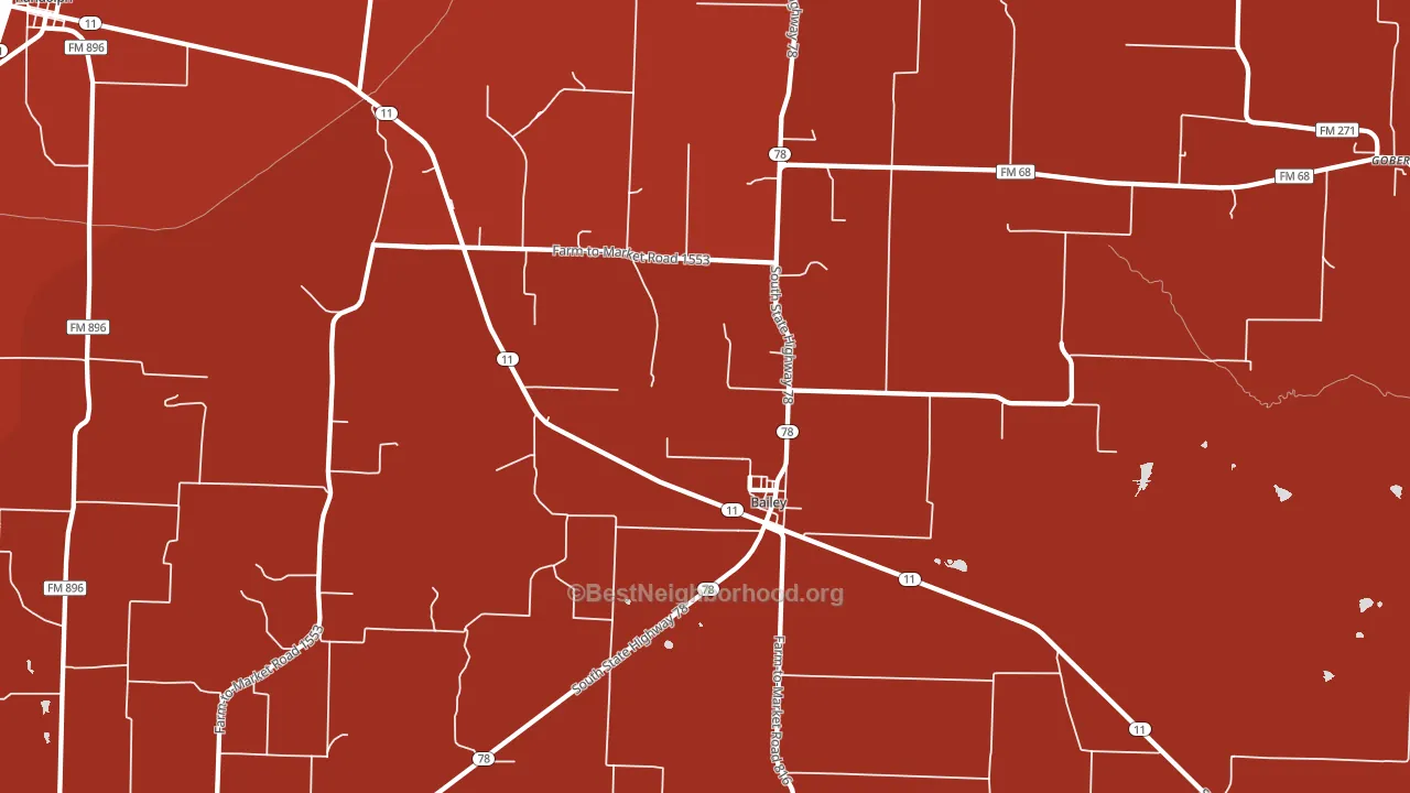 Bailey, TX block-group political-lean map