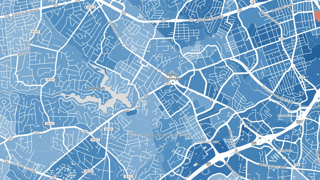 Bailey's Crossroads, Falls Church, VA block-group political-lean map