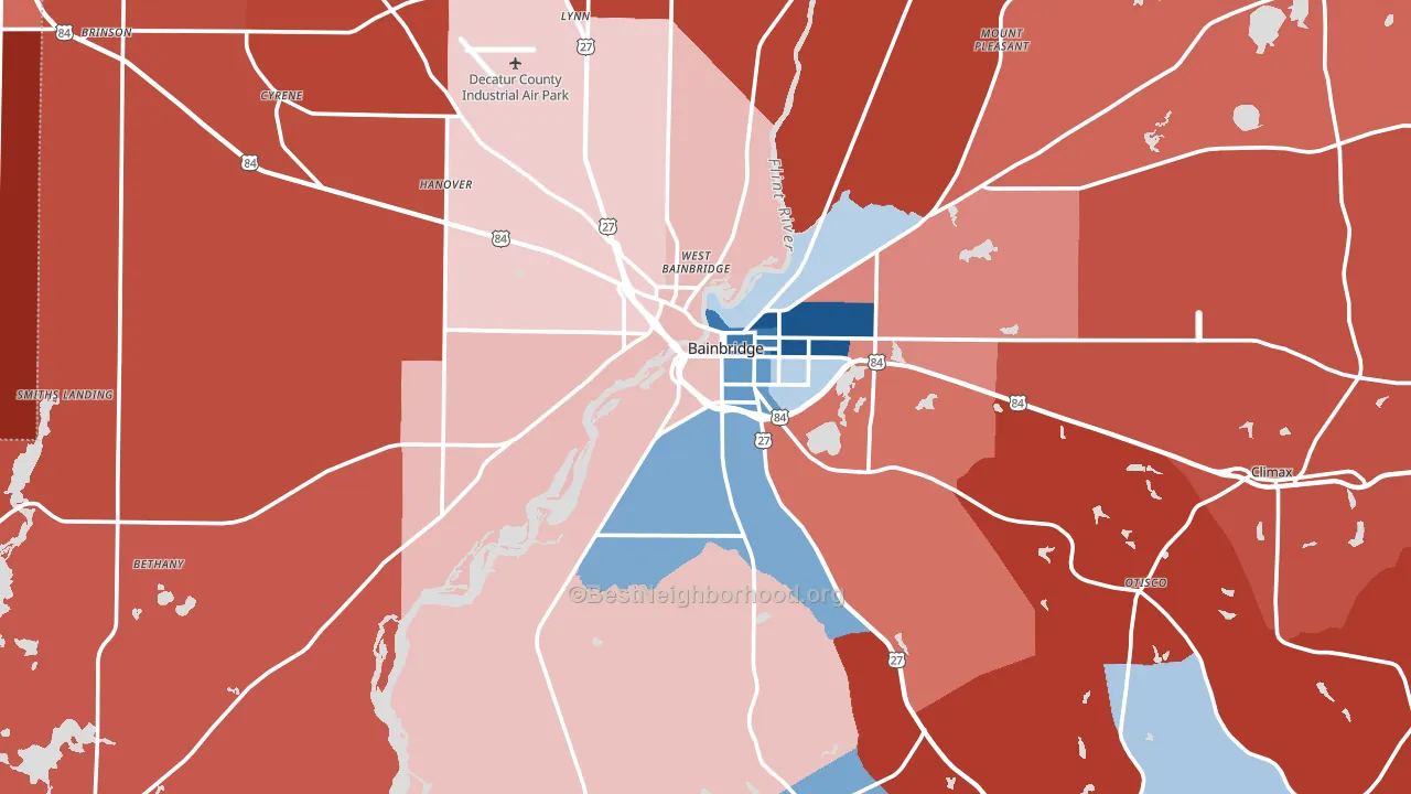 Bainbridge, GA block-group political-lean map