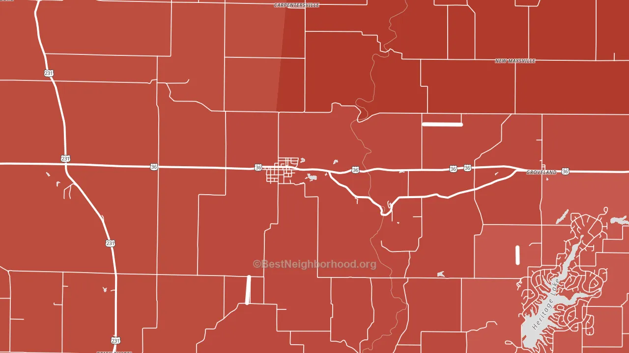 Bainbridge, IN block-group political-lean map