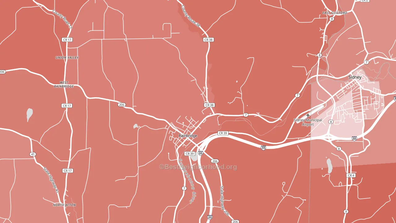 Bainbridge, NY block-group political-lean map