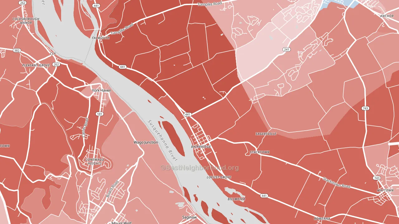 Bainbridge, PA block-group political-lean map