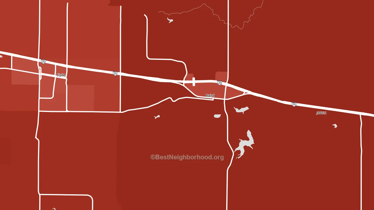 Baird, TX block-group political-lean map
