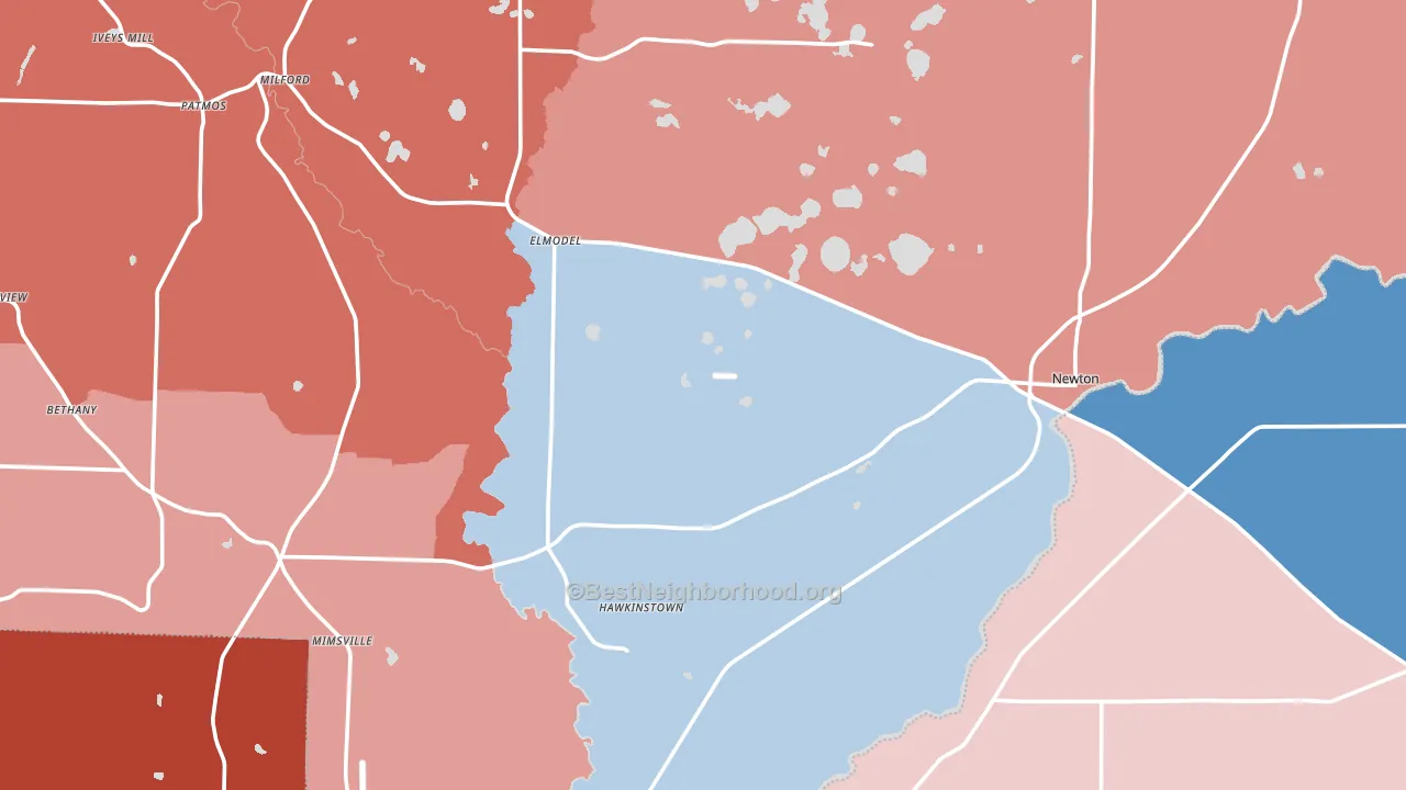 Baker County, GA block-group political-lean map