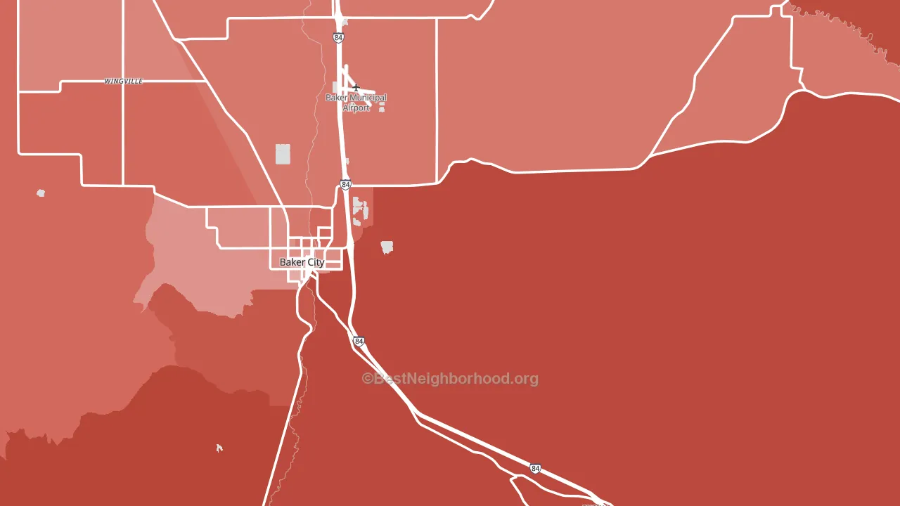 Baker County, OR block-group political-lean map