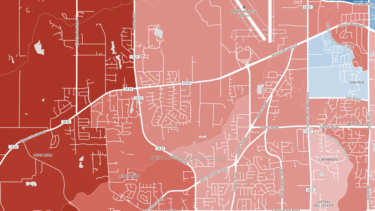 Baker, Mobile, AL block-group political-lean map
