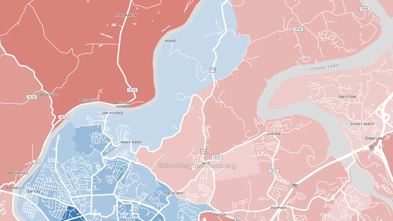 Baker Ridge, WV block-group political-lean map