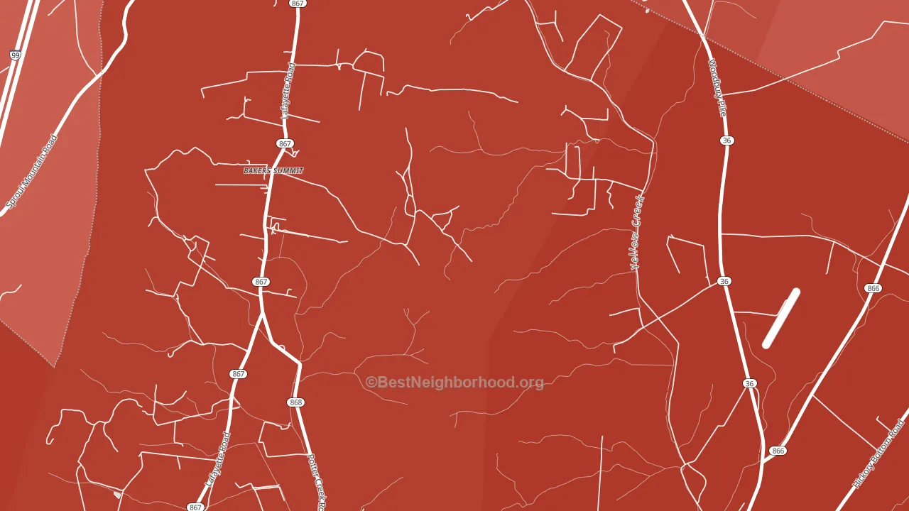 Bakers Summit, PA block-group political-lean map