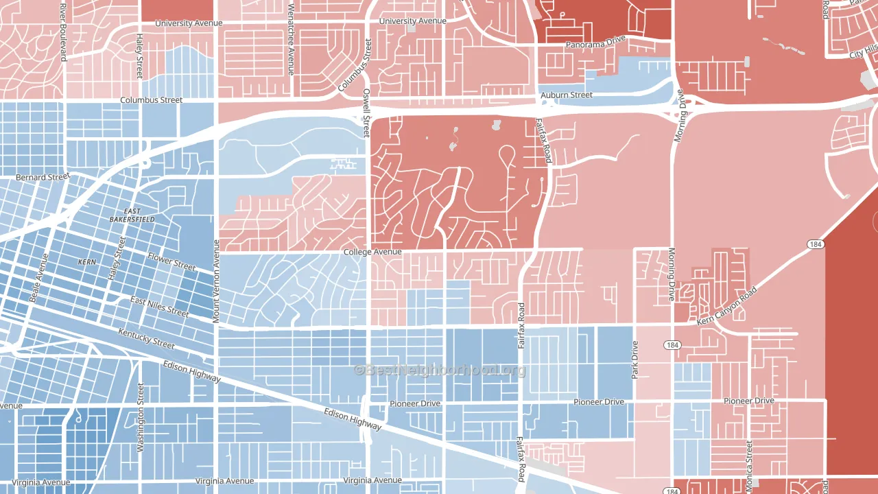 Bakersfield Country Club, Bakersfield, CA block-group political-lean map