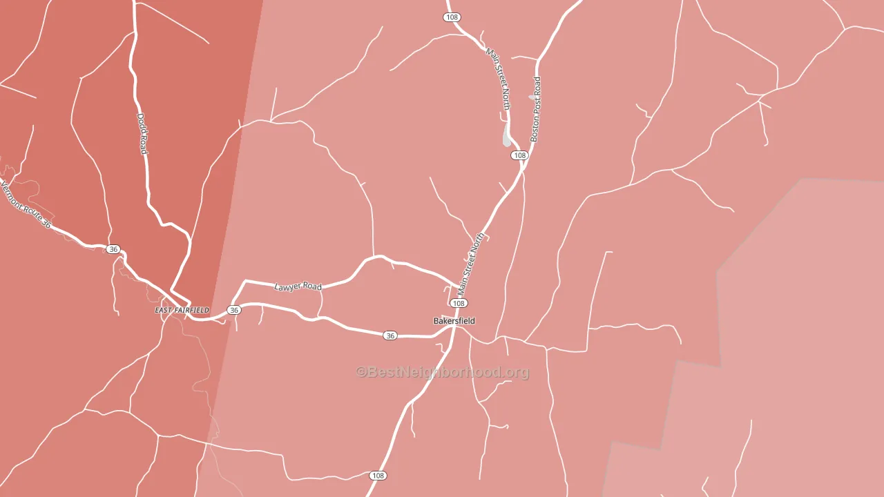 Bakersfield, VT block-group political-lean map