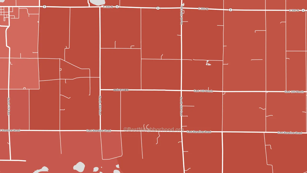 Bakertown, IN block-group political-lean map