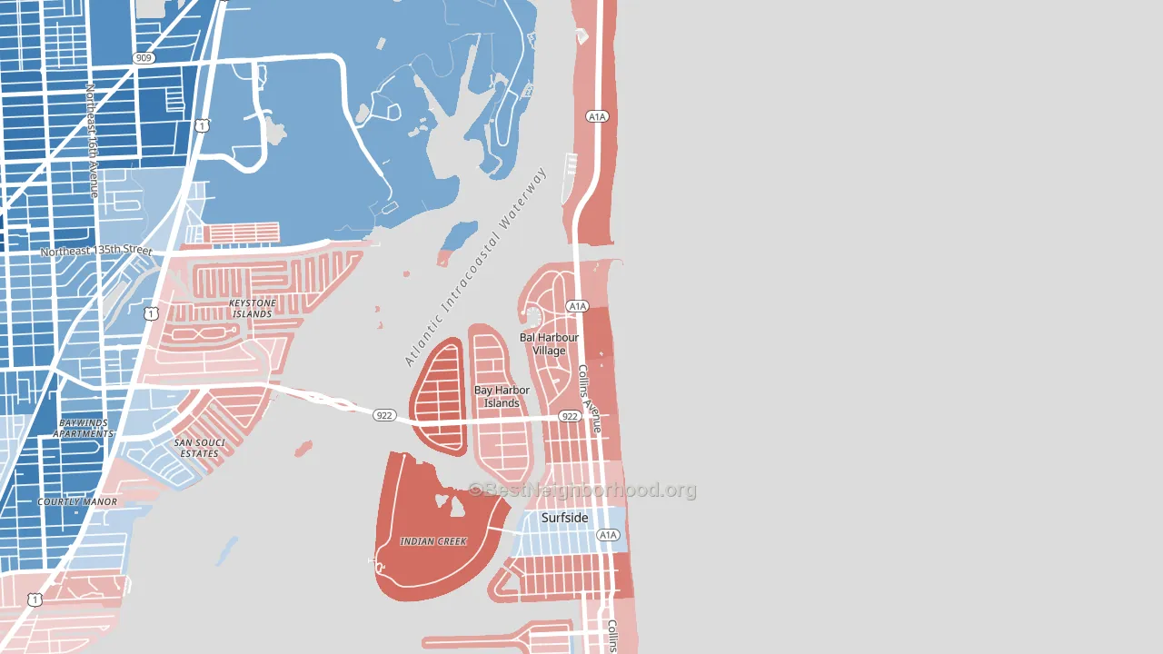 Bal Harbour, FL block-group political-lean map