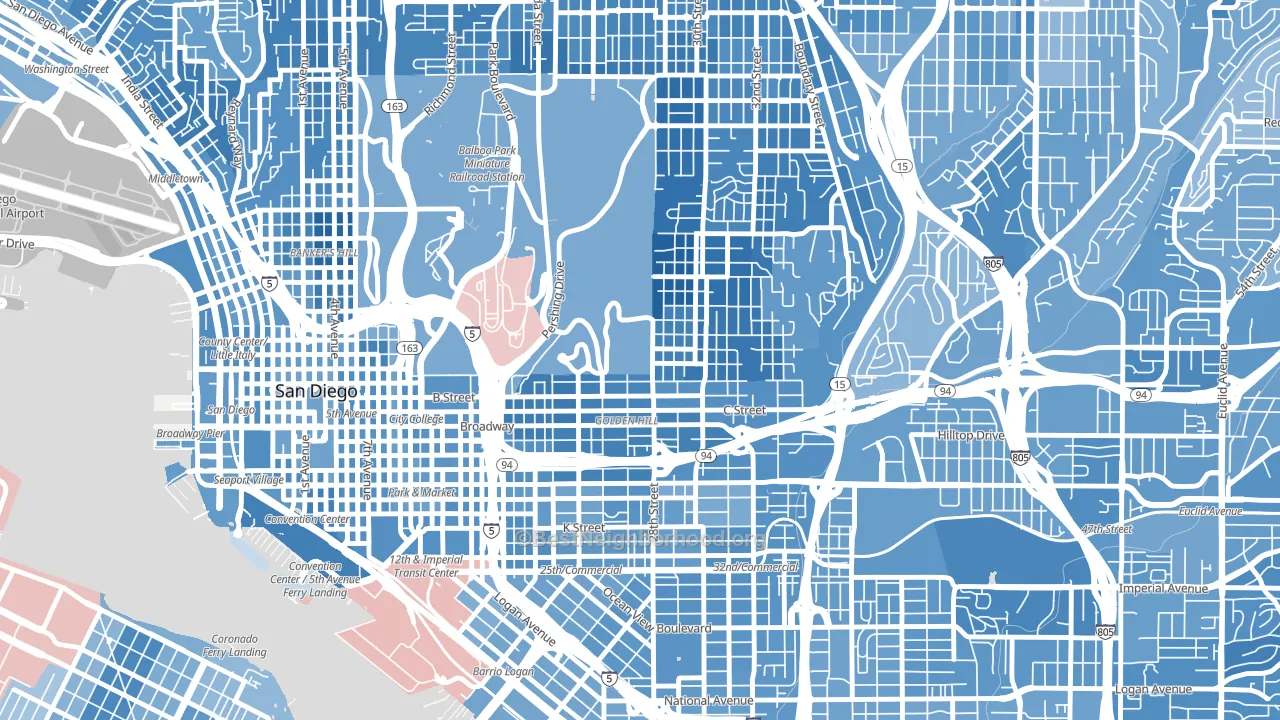 Balboa Park, San Diego, CA block-group political-lean map