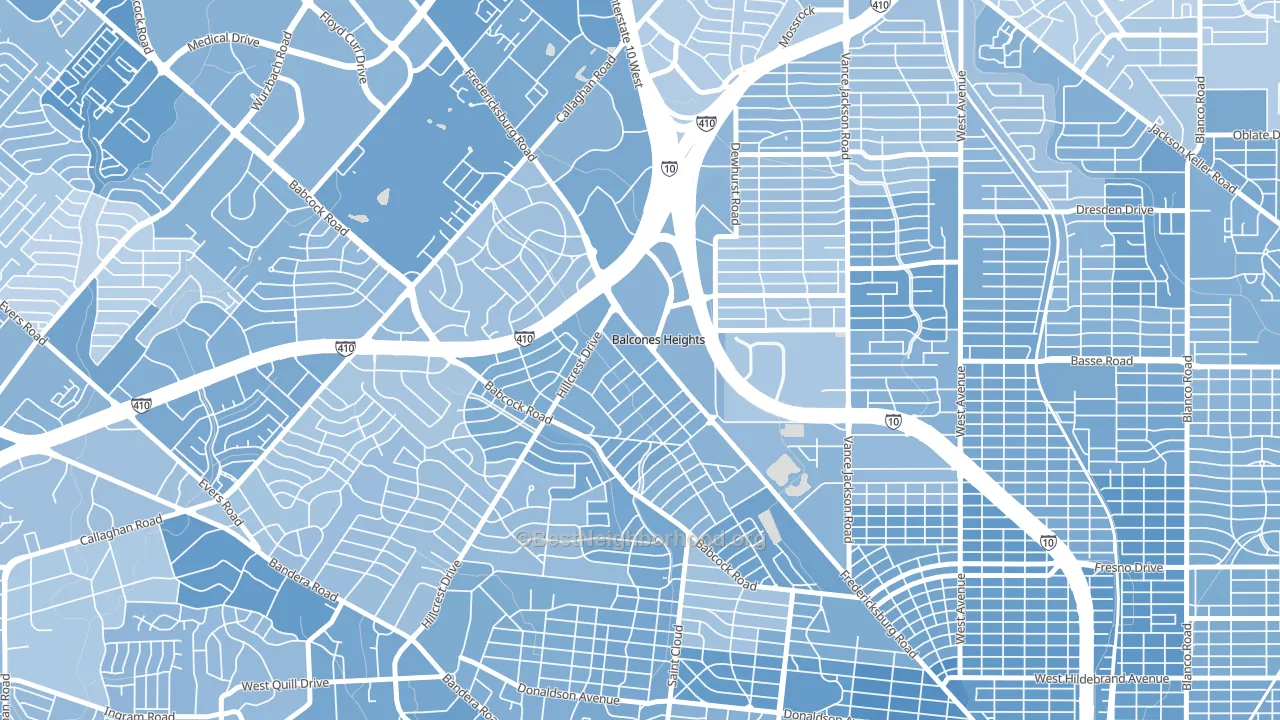Balcones Heights, TX block-group political-lean map
