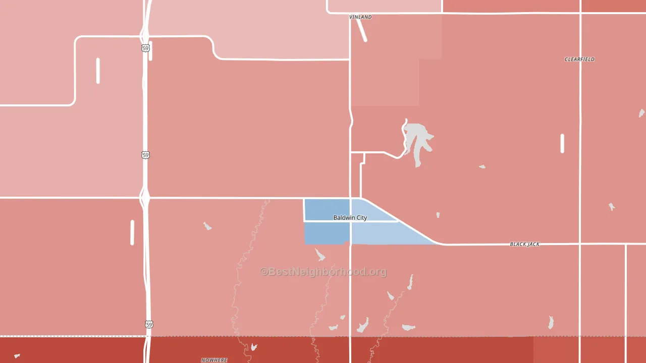 Baldwin City, KS block-group political-lean map