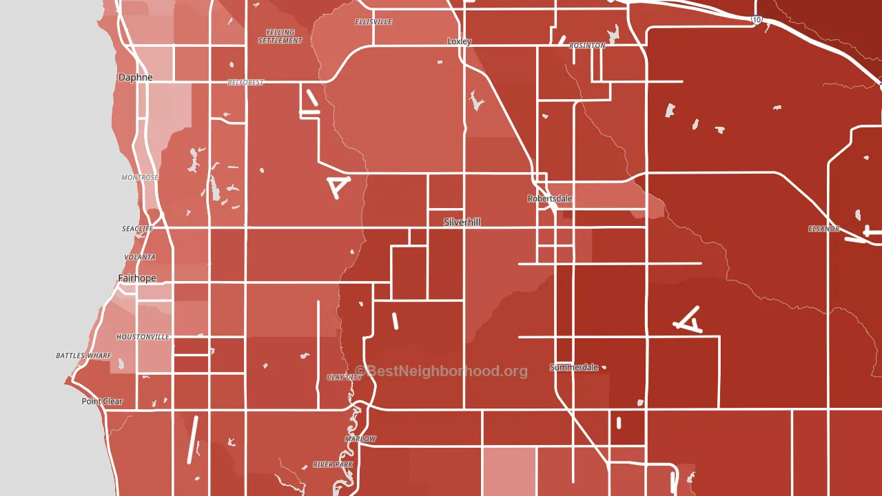 Baldwin County, AL block-group political-lean map