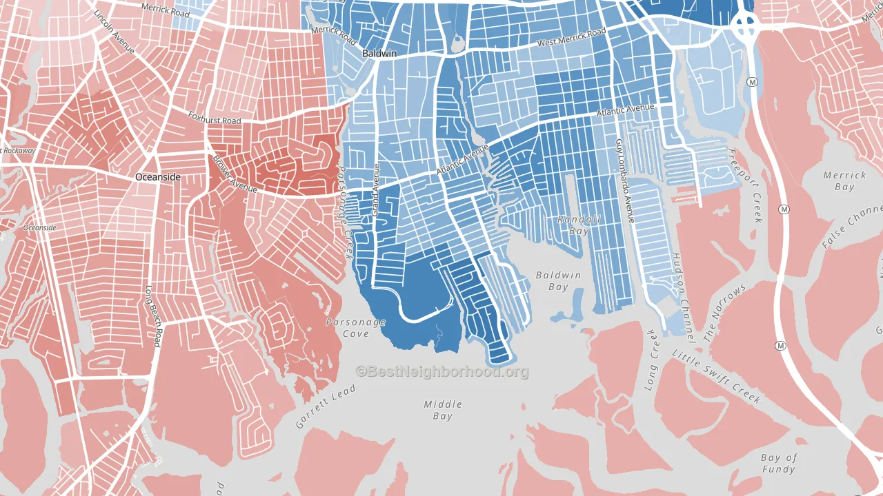 Baldwin Harbor, NY block-group political-lean map
