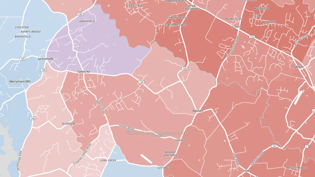 Baldwin, MD block-group political-lean map