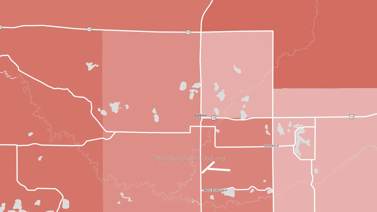 Baldwin, MI block-group political-lean map