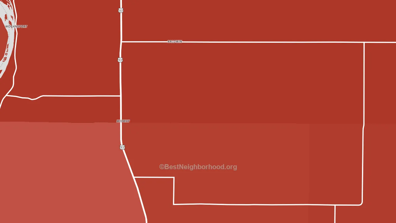 Baldwin, ND block-group political-lean map