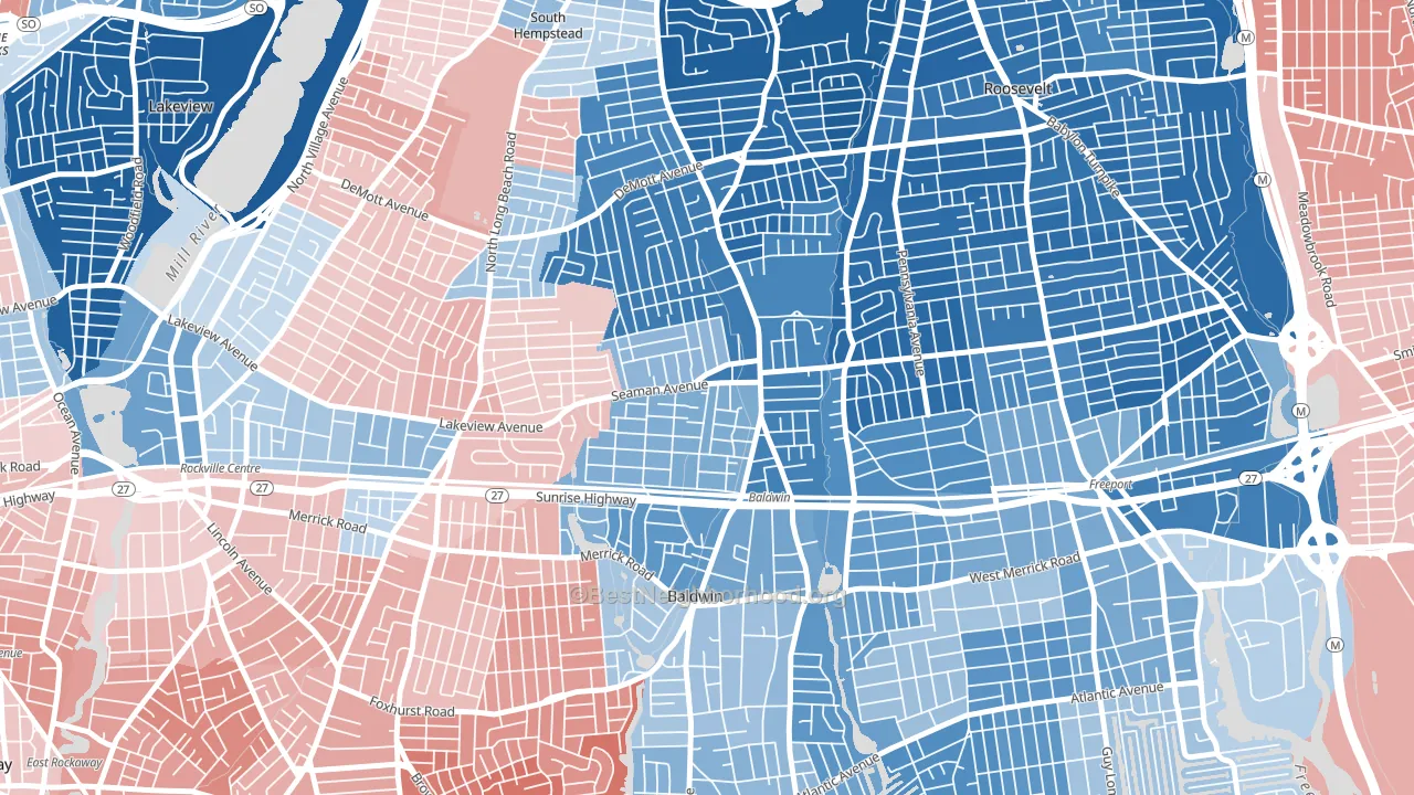 Baldwin, NY block-group political-lean map