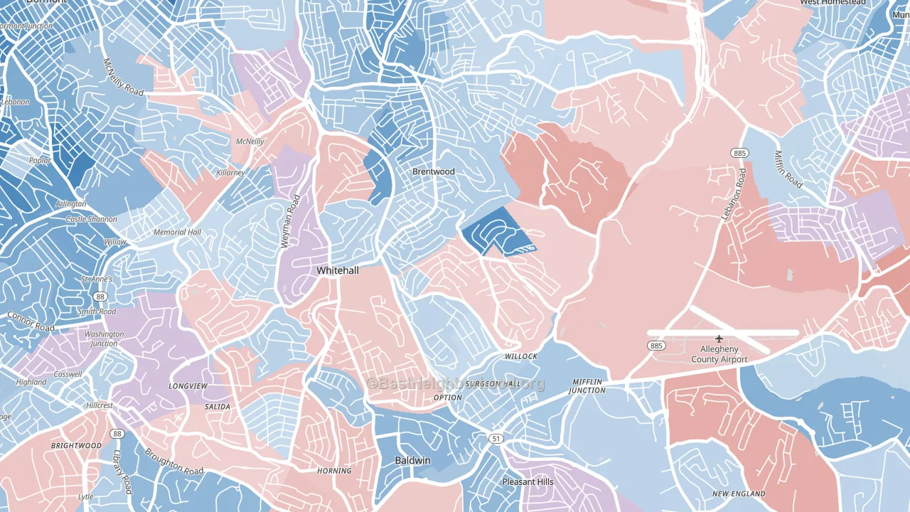 Baldwin, PA block-group political-lean map
