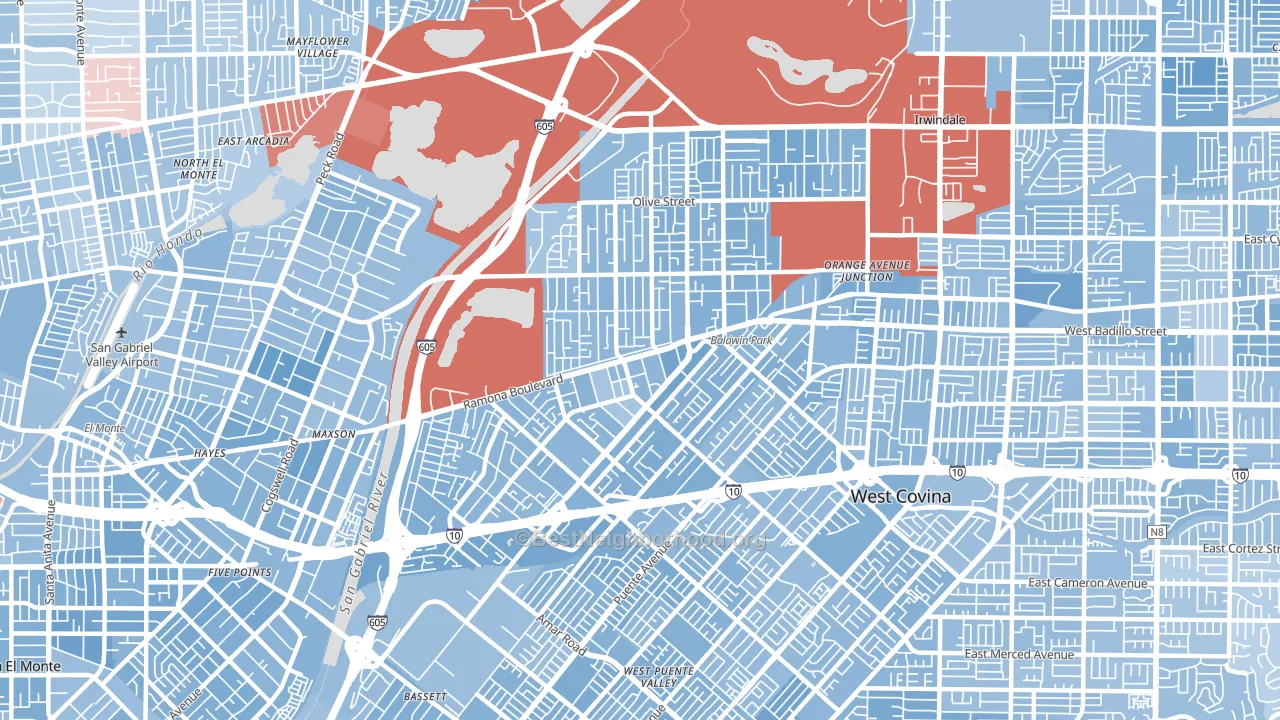 Baldwin Park, CA block-group political-lean map
