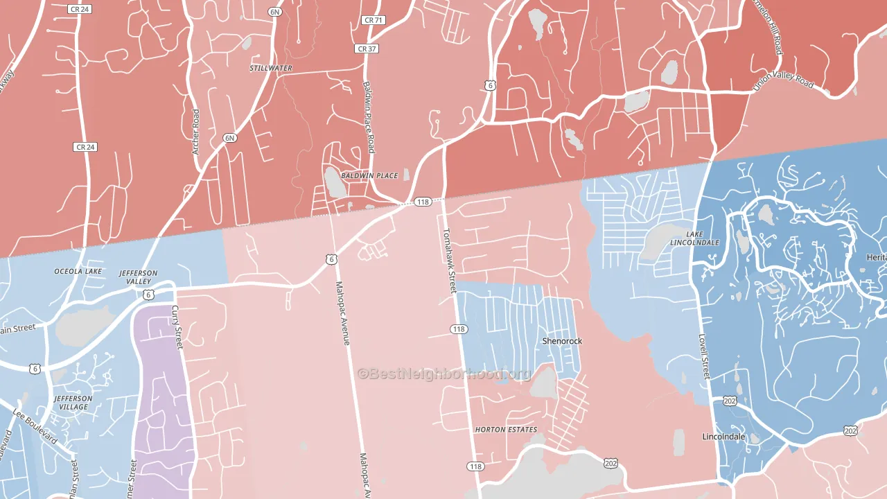 Baldwin Place, NY block-group political-lean map
