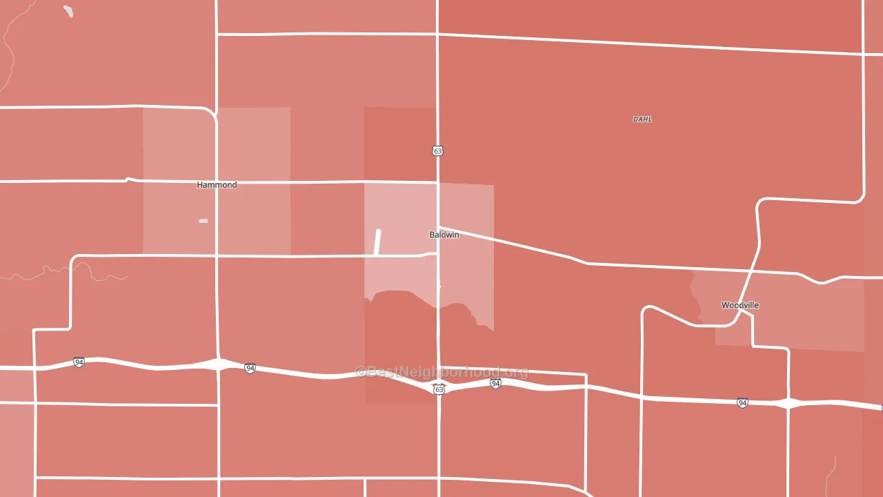 Baldwin, WI block-group political-lean map