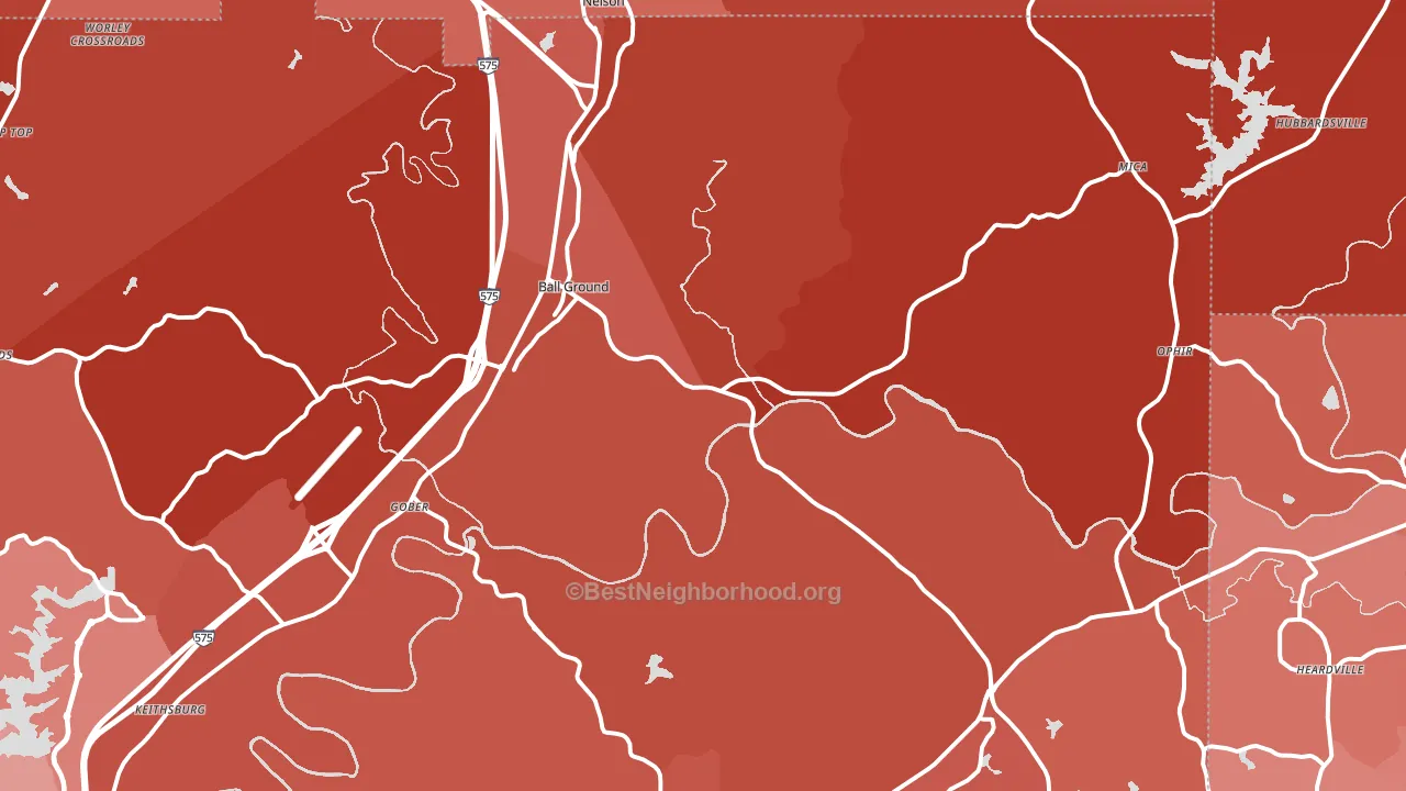 Ball Ground, GA block-group political-lean map