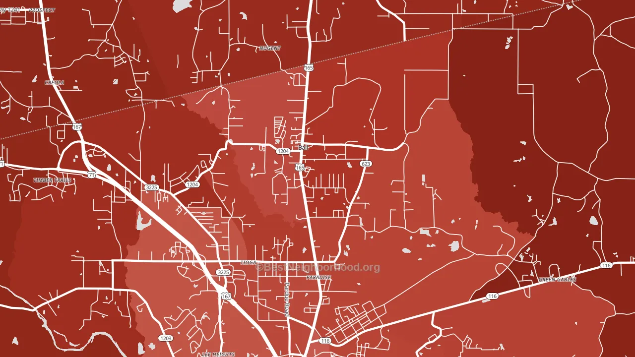 Ball, LA block-group political-lean map