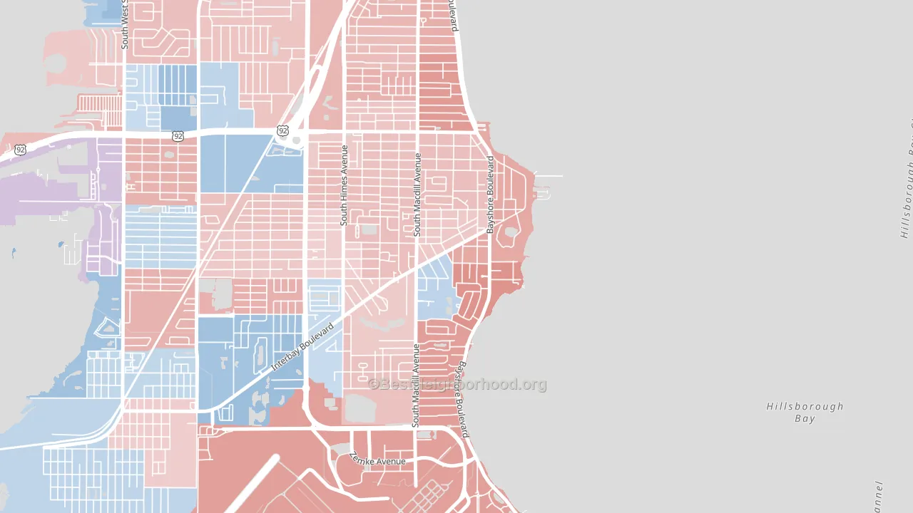 Ballast Point, Tampa, FL block-group political-lean map