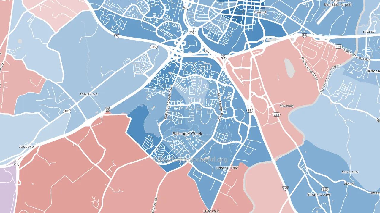 Ballenger Creek, MD block-group political-lean map