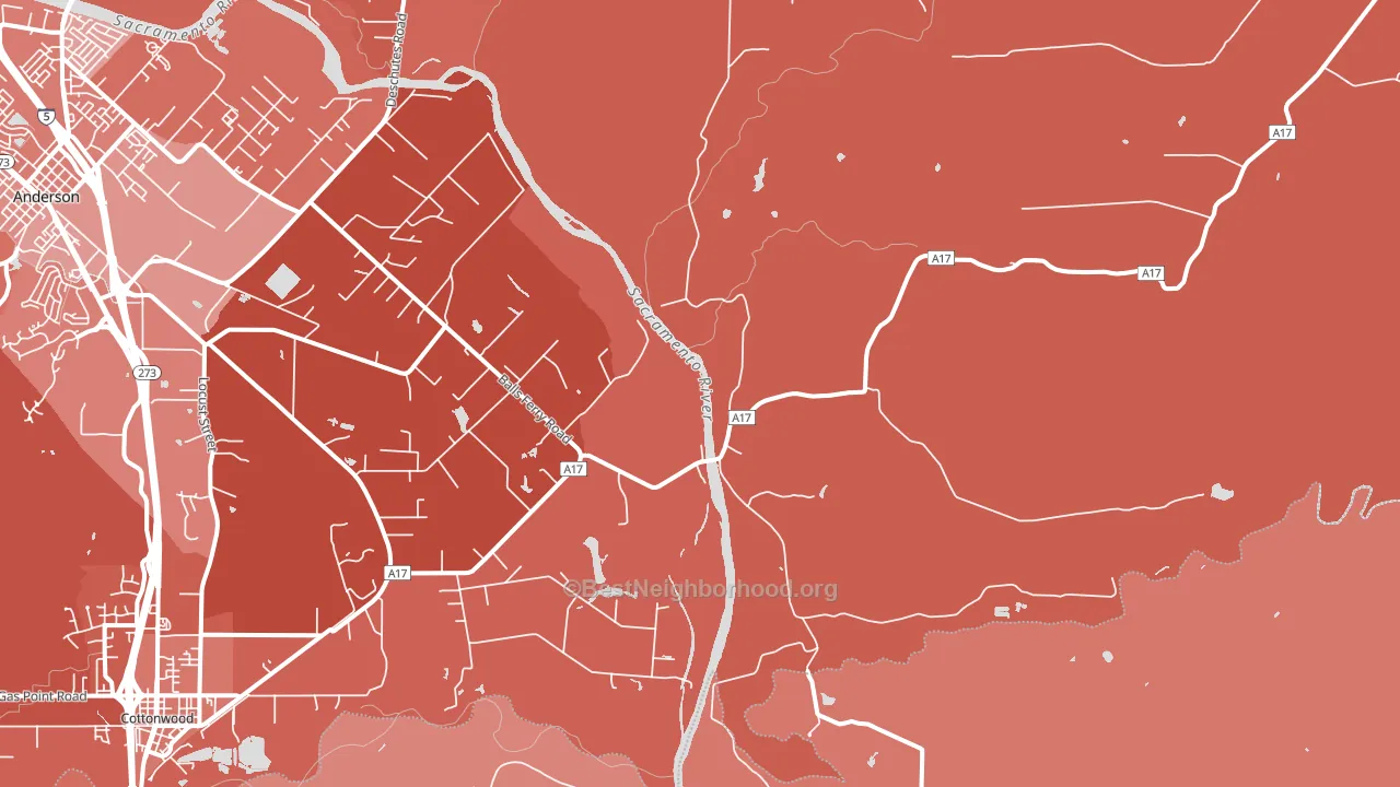 Balls Ferry, CA block-group political-lean map