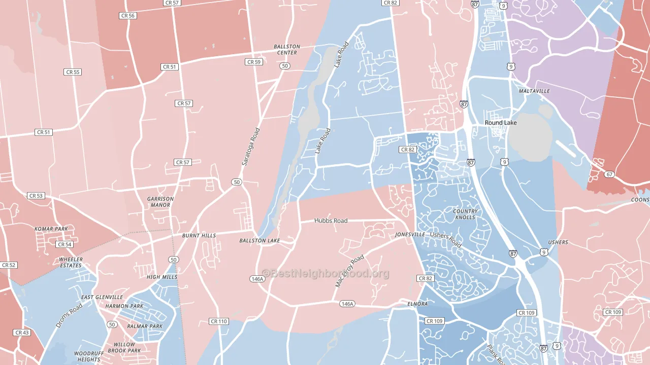 Ballston Lake, NY block-group political-lean map