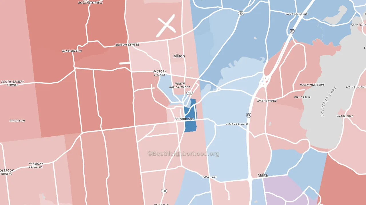 Ballston Spa, NY block-group political-lean map