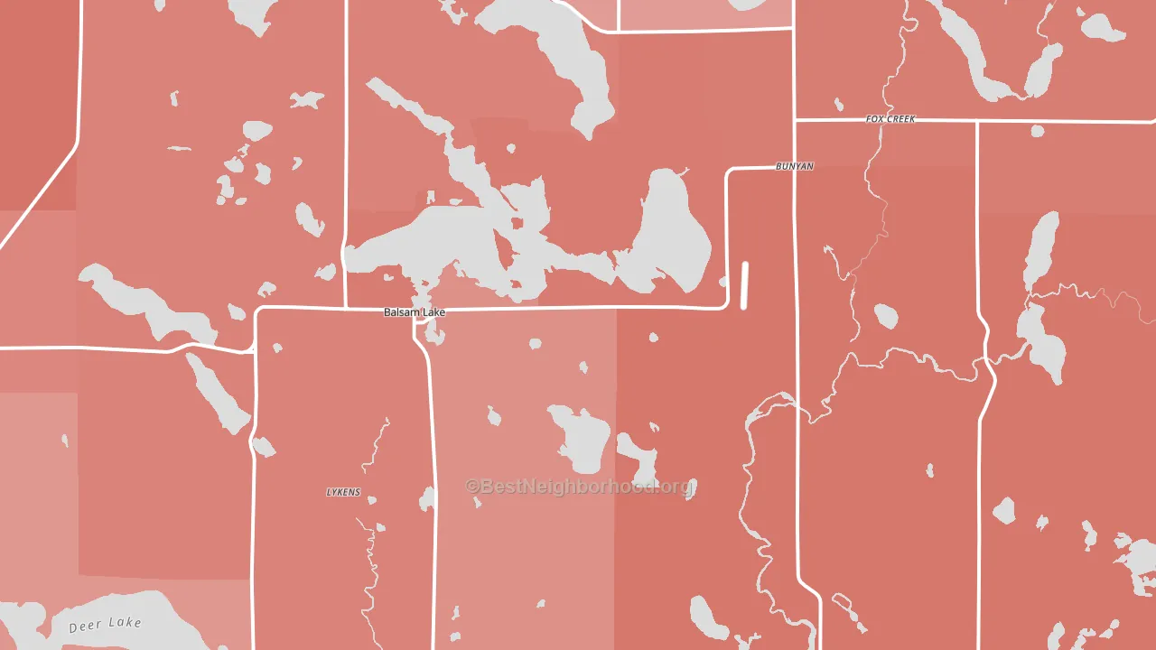 Balsam Lake, WI block-group political-lean map