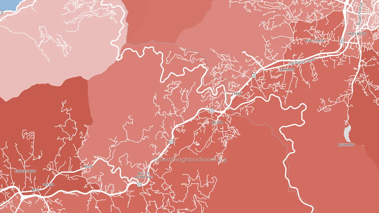 Balsam, NC block-group political-lean map