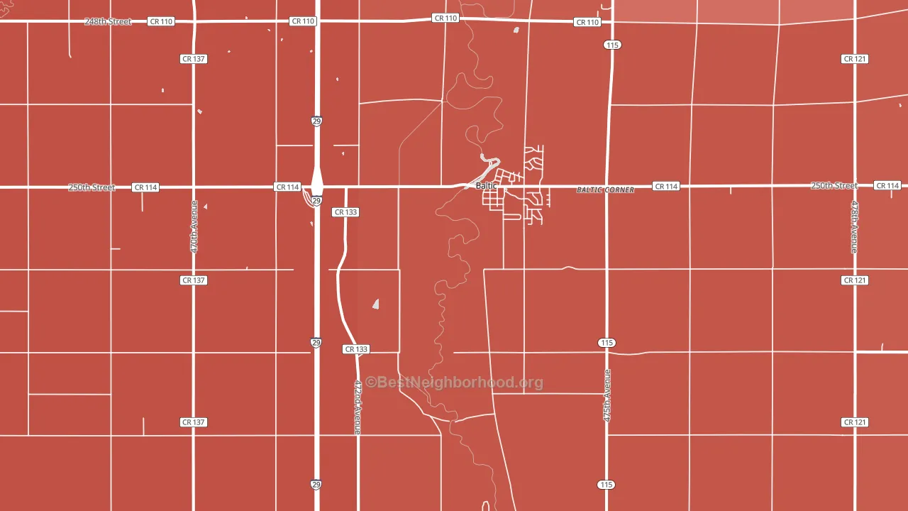 Baltic, SD block-group political-lean map