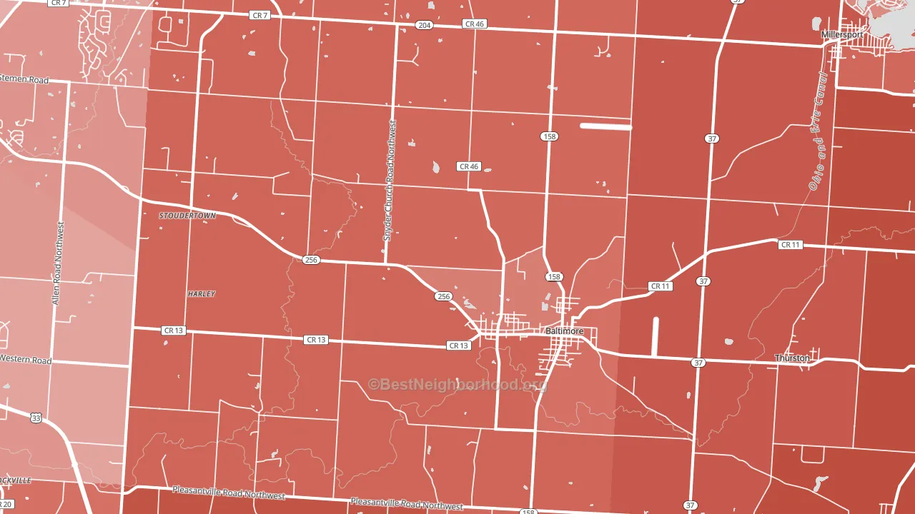Baltimore, OH block-group political-lean map
