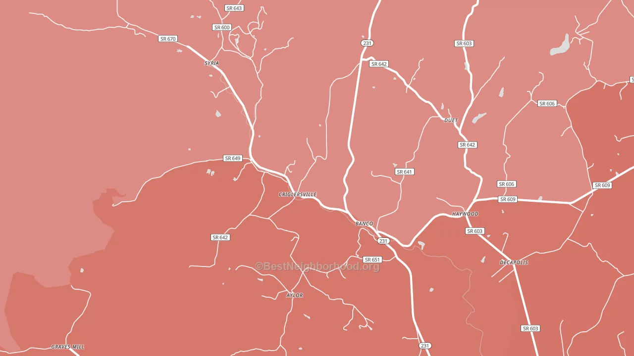 Banco, VA block-group political-lean map