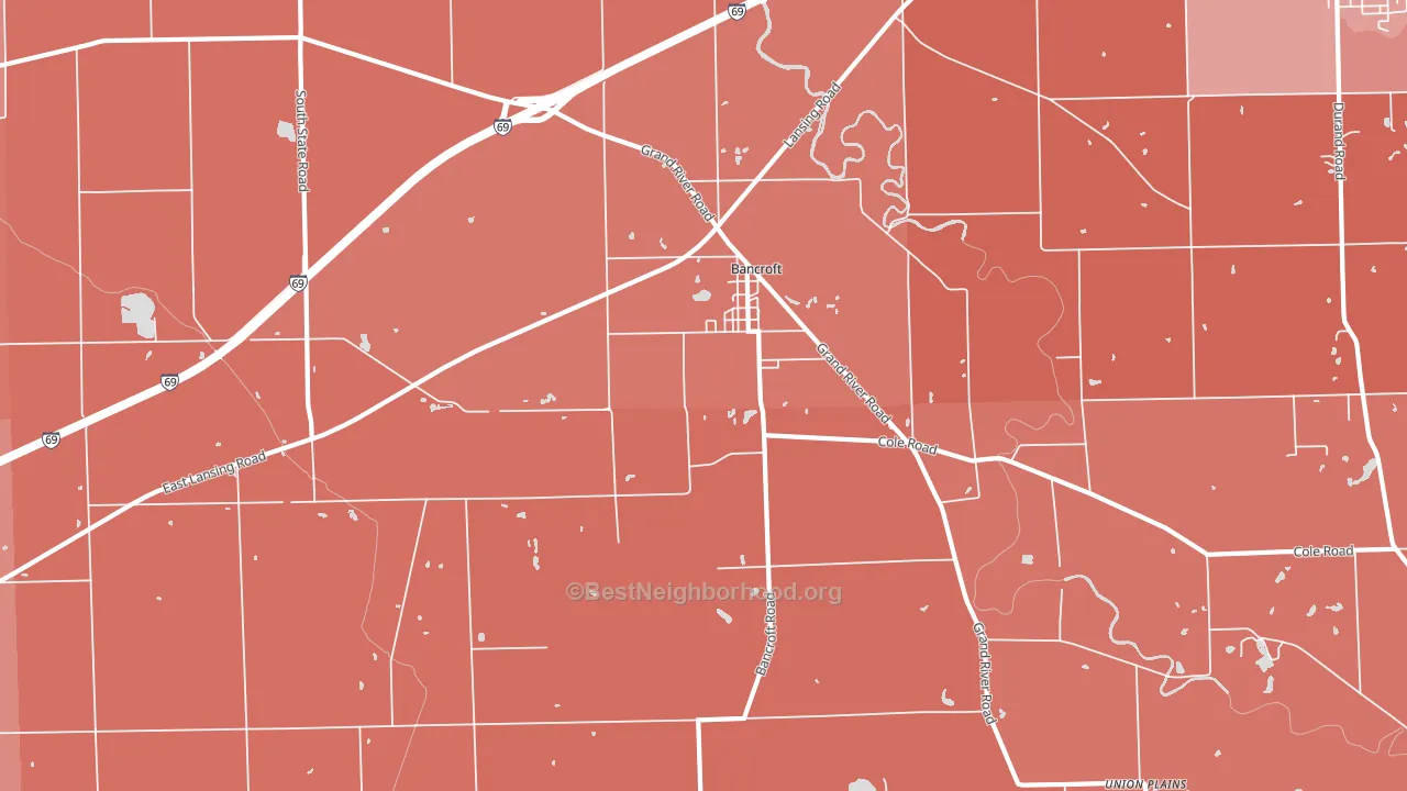 Bancroft, MI block-group political-lean map