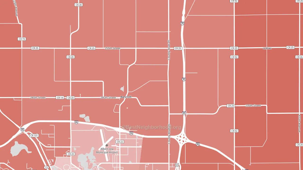 Bancroft, MN block-group political-lean map