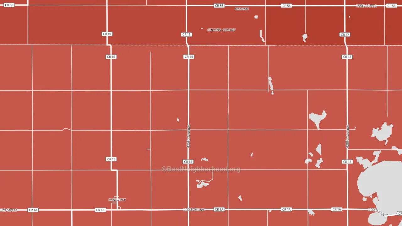 Bancroft, SD block-group political-lean map