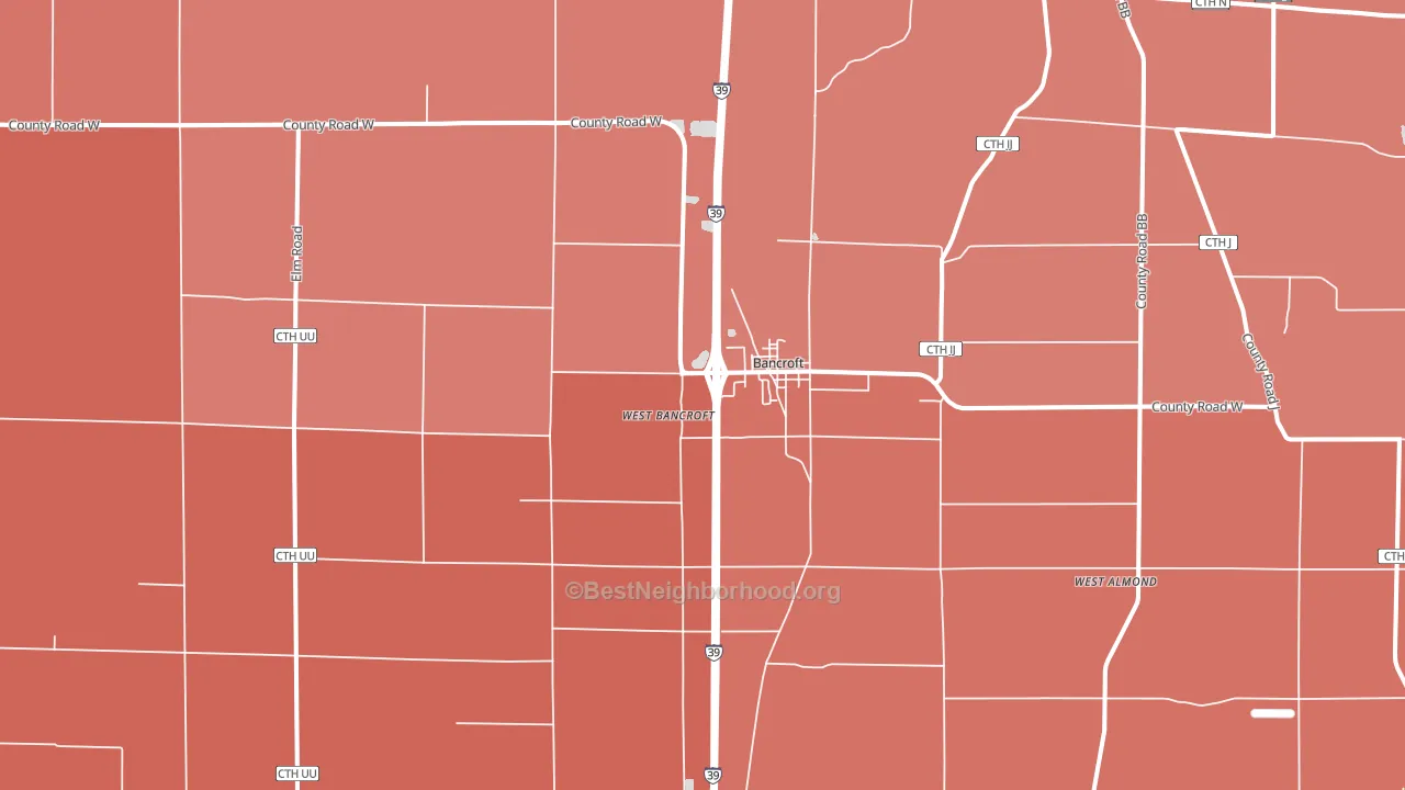 Bancroft, WI block-group political-lean map