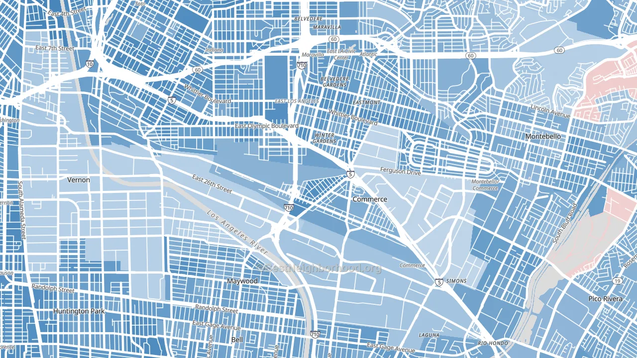 Bandini, Commerce, CA block-group political-lean map